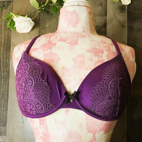 NWOT 34C VICTORIAS SECRET BODY LINED PERFECT COVERAGE PLUM UNDERWIRE BRA - Picture 2 of 10